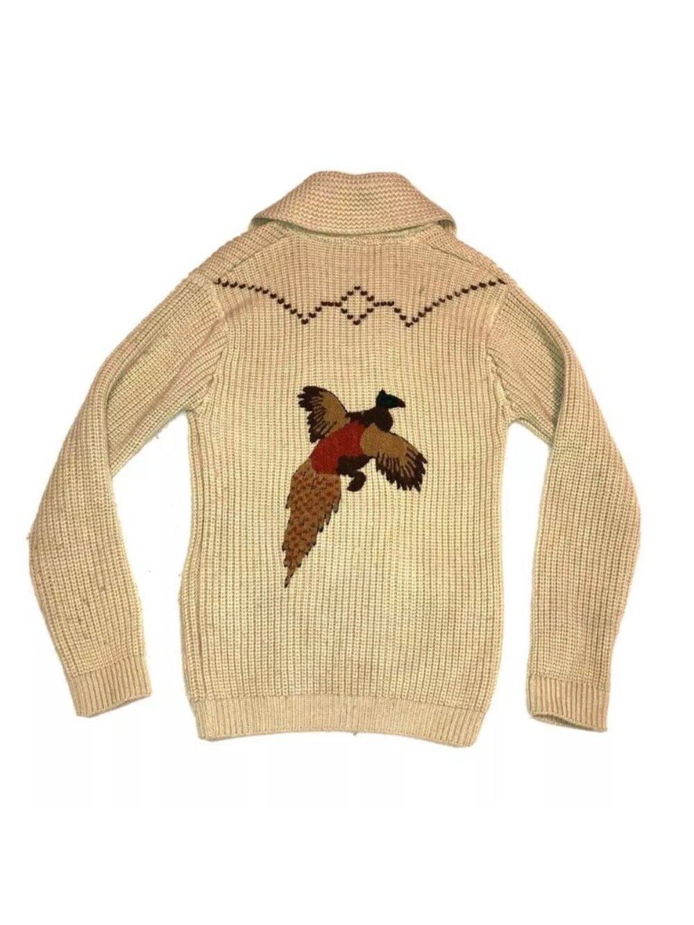 VTG Miller Outerwear Western Pheasant Cardigan Knit Sweater Hunting Outdoors XS